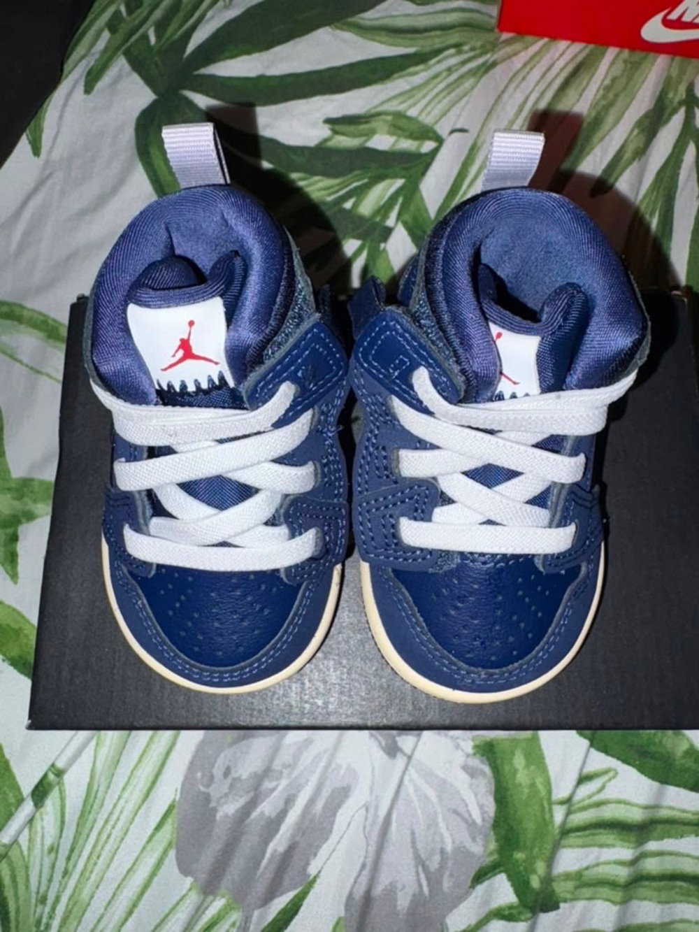Jordan Navy and White Toddler Sneakers with Red Jumpman